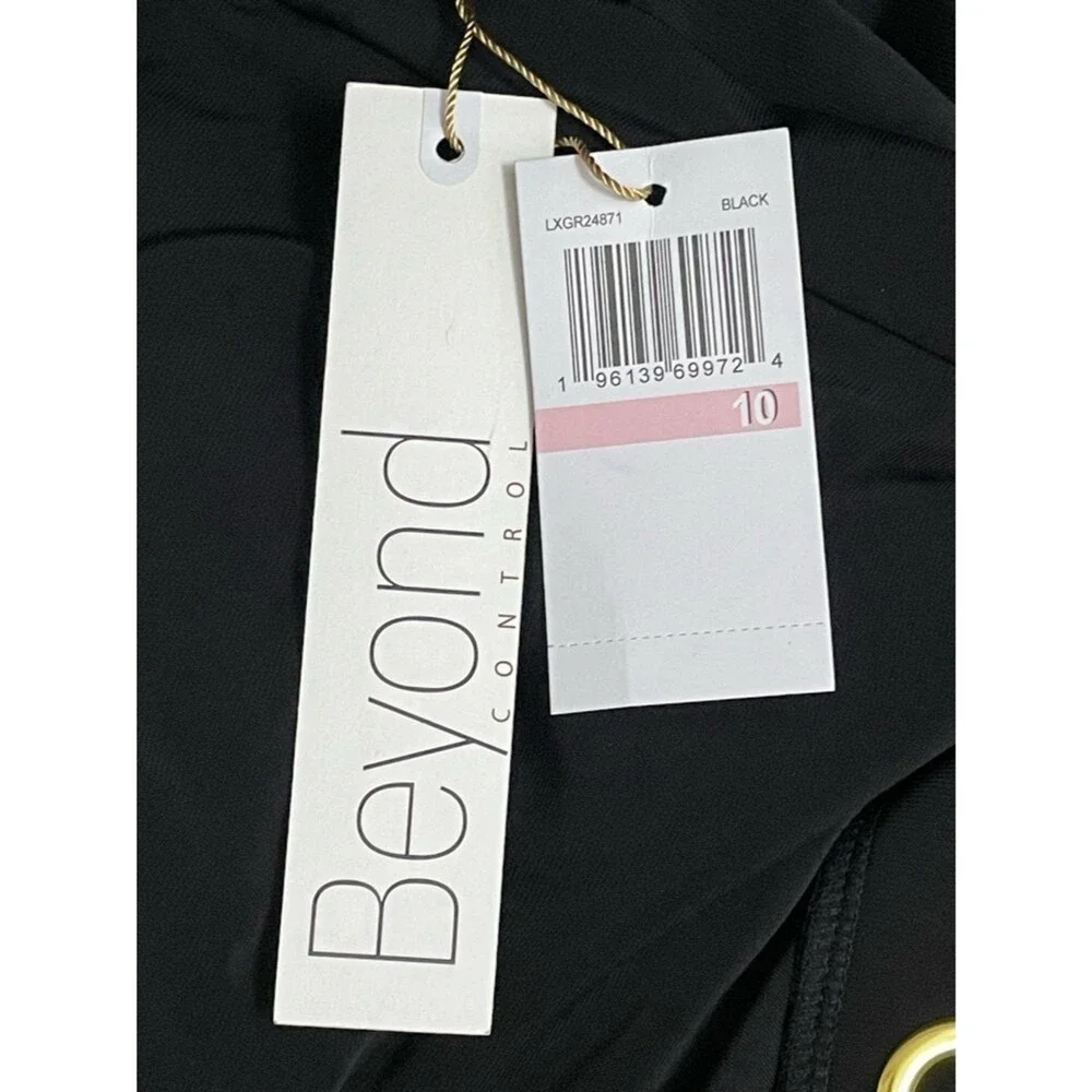 NWT Beyond Control Black One Piece Swimsuit Wrap Tie Grommet Detail Size 10
